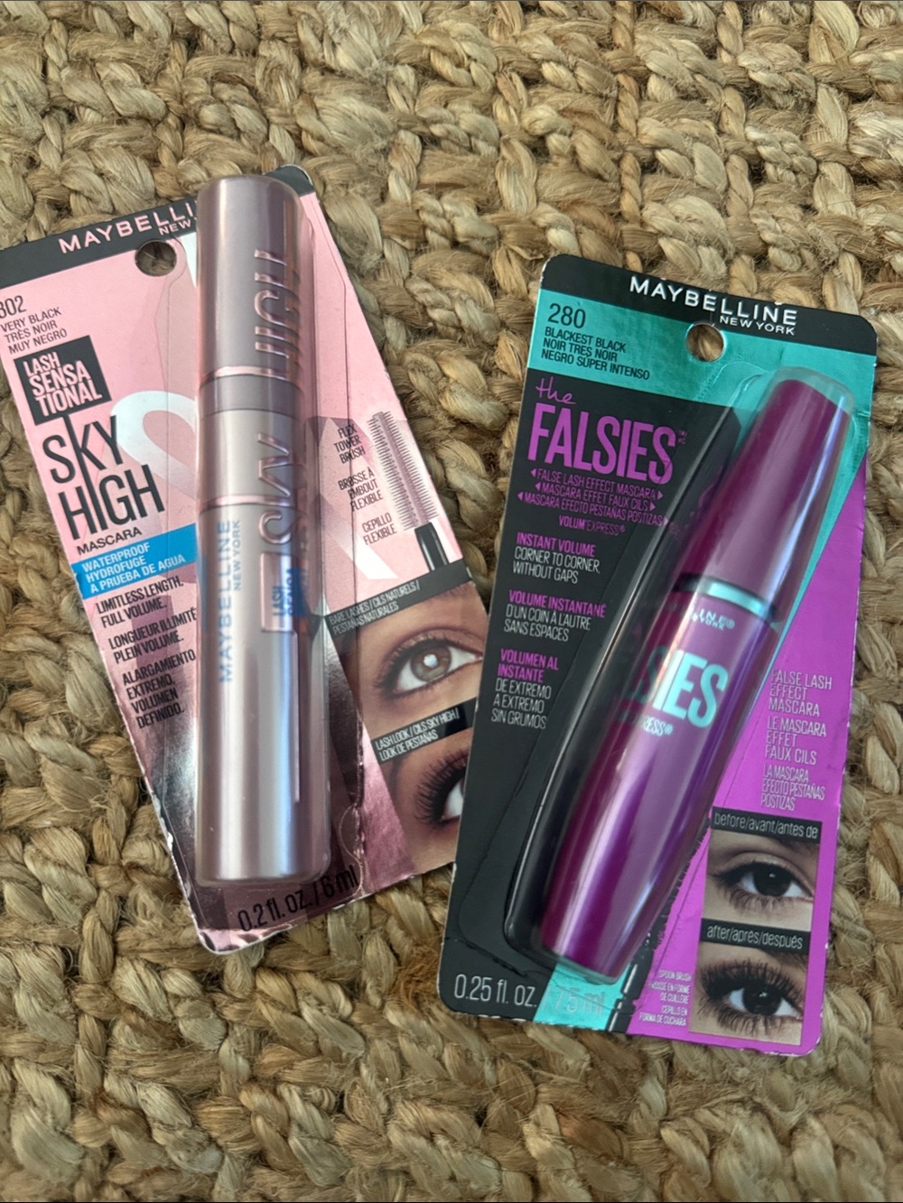 NWT Maybelline Sky High & The Falsies Mascara Set - Black waterproof  very black
